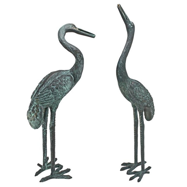 Pair Cranes statues are made from cast bronze weather-resistant material